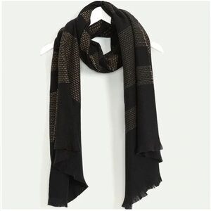Reitmans Black and Gold Metallic Women's Scarf NWT Minimalist Giftable Winter